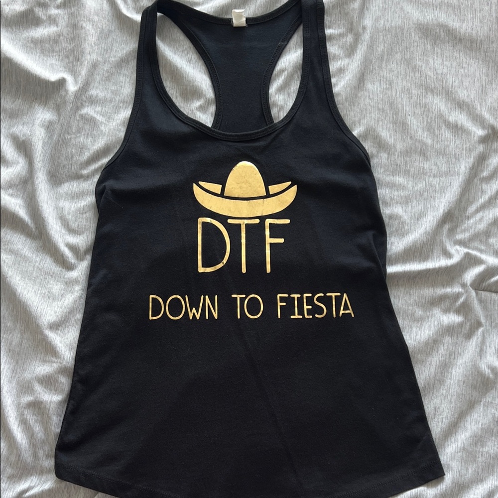 Next Level Apparel “DTF” Black and Gold Tank Top